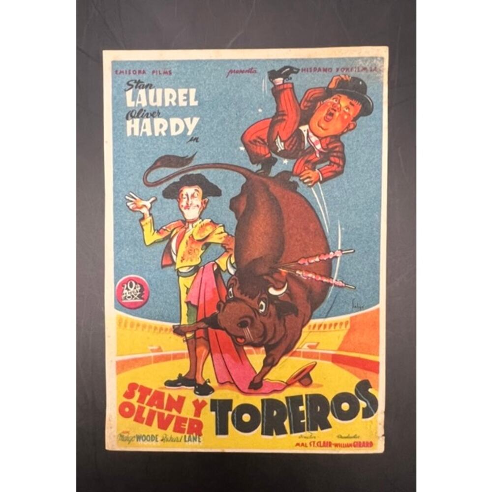 1945 Spanish Laurel and Hardy Movie Herald Handout The Bullfighters Hollywood